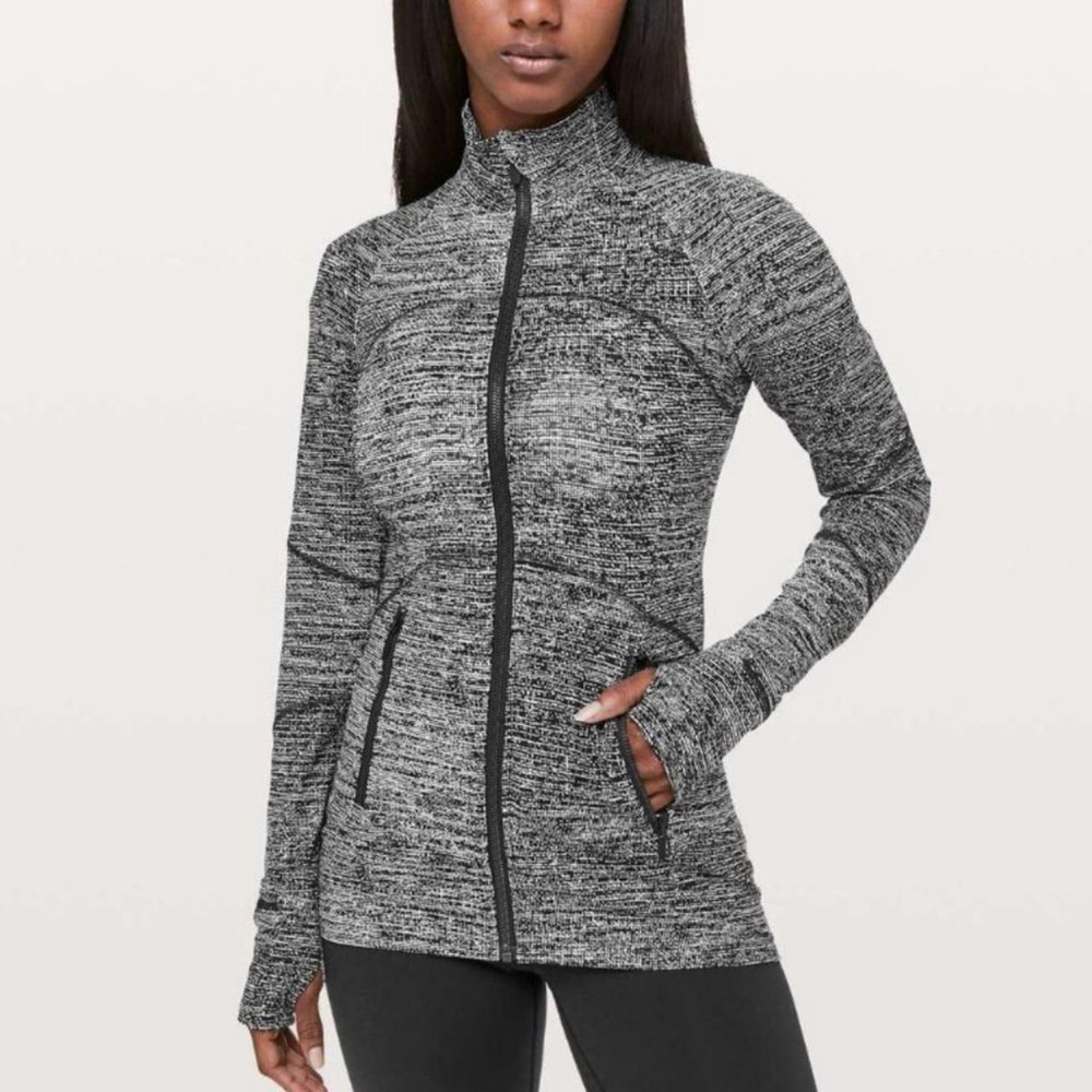 Lululemon Contour Jacket in Twillines White Black Nulu - Size 6